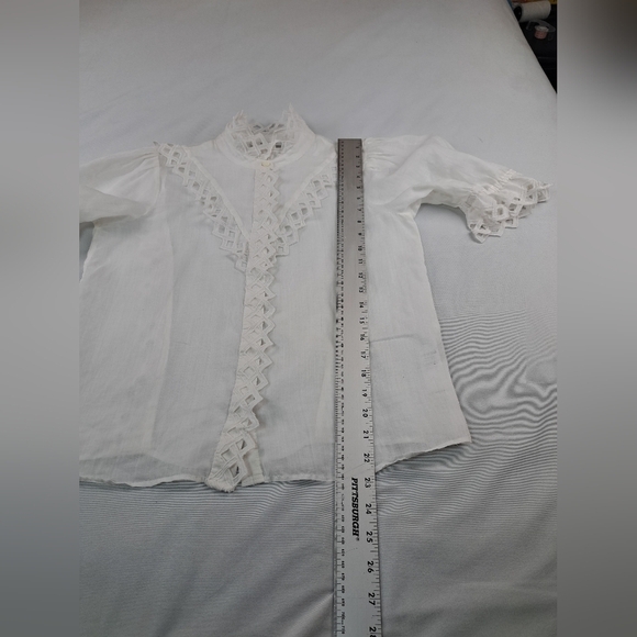 Frame Women's Embroidered High-Neck Short Sleeve Blouse Top Size S - Picture 12 of 13